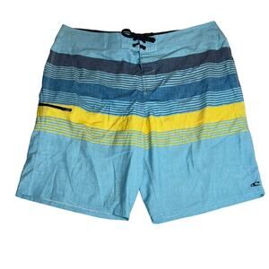 O'Neill Boardshort Men 40W Side Pocket Hook/Loop Fly & String Swim Beach Blue